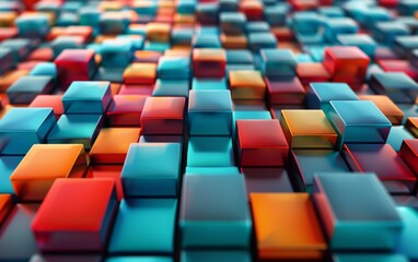 Obraz premium A vibrant arrangement of colorful cubes in an abstract pattern