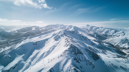 Fototapeta premium A winter wonderland of snow-capped mountains