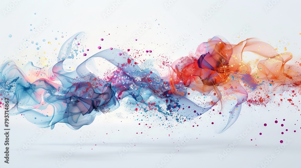 Poster dynamic abstract data representations with fluid motion and interactive elements, inviting viewers t