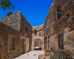 Residential area of an old Venetian fortress ruin (Spinalonga Island, Crete, Greece)