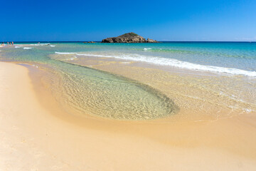 Su Giudeu bay, with crystal clear water and white sand, Su Giudeu beach, Chia, Domus de Maria,...