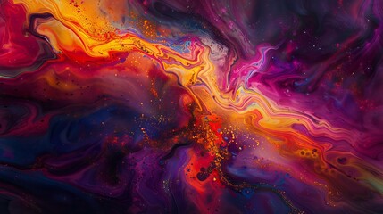 A colorful painting of a galaxy with a purple swirl. The painting is full of bright colors and has a dreamy, otherworldly feel to it