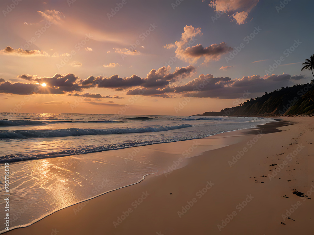 Poster strand im abendrot