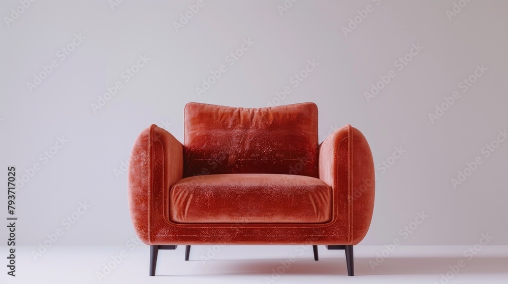 Sticker Armchair displayed on a white background indoor furnishing three dimensional visual computer generated rendering