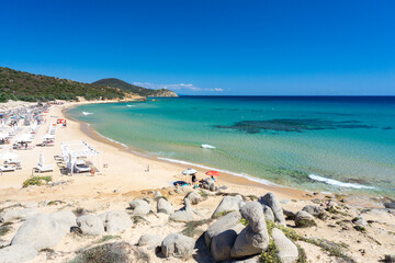 Campana bay, with crystal clear water and white sand,  Campana beach, Chia, Domus de Maria,...