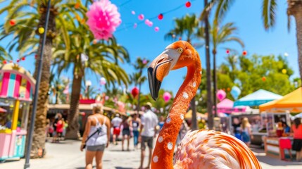 flamingo with moles at the April fair