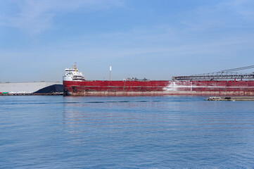 old transport ship in cargo port