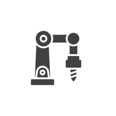 Robotic drilling arm vector icon