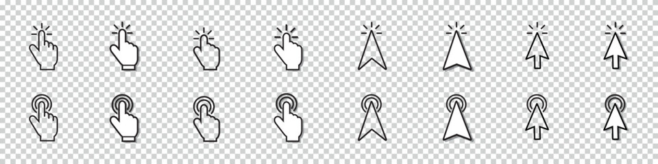 Computer Mouse Pointer Set - Different Black Vector Icons Isolated On Transparent Background