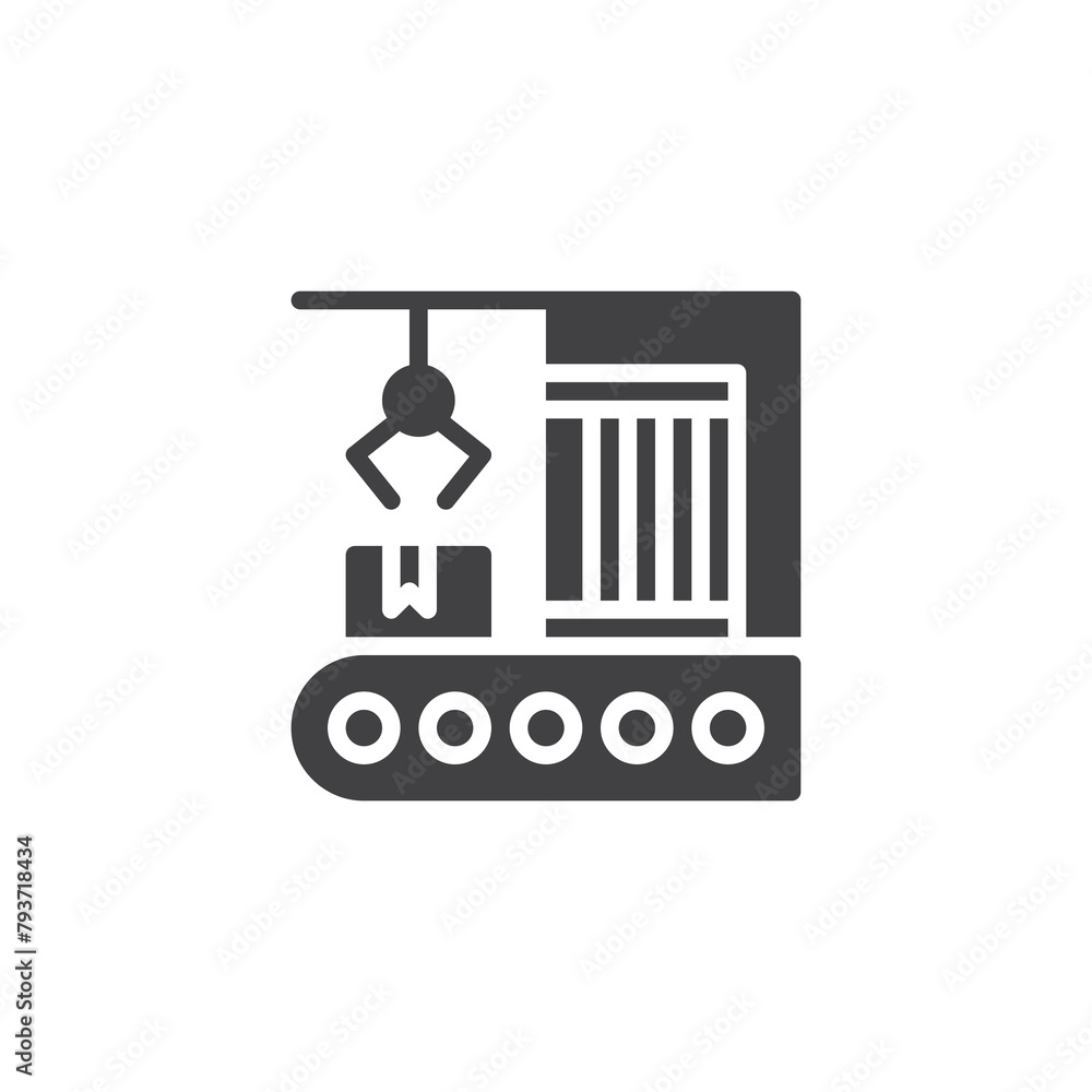 Poster automated production process vector icon