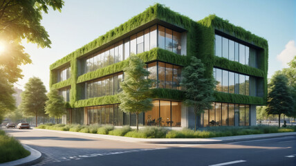 Obraz premium Ultra-modern building absorbing CO2 from the atmosphere. Climate insulation. Generative AI.