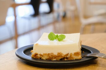 unbaked cheesecake on the plate 