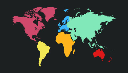 World map. Modern color vector map. Silhouette map.	
