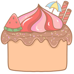 cupcake with cream and strawberry