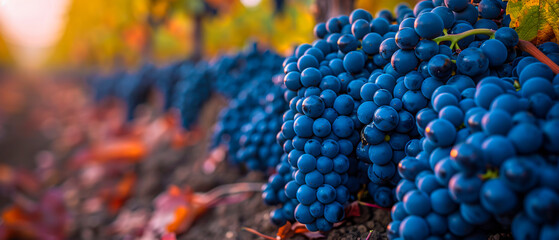 Vineyard Harvest, A Close-Up on Ripe Grapes, The Heart of Wine Production