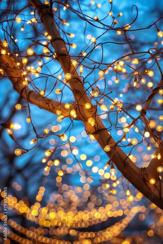 Aufkleber abstract yellow bokeh lights background with blurred defocused effect for artistic design
