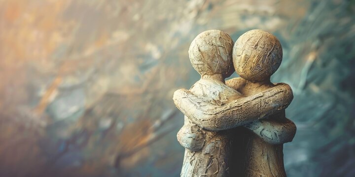 A caring embrace between two figures