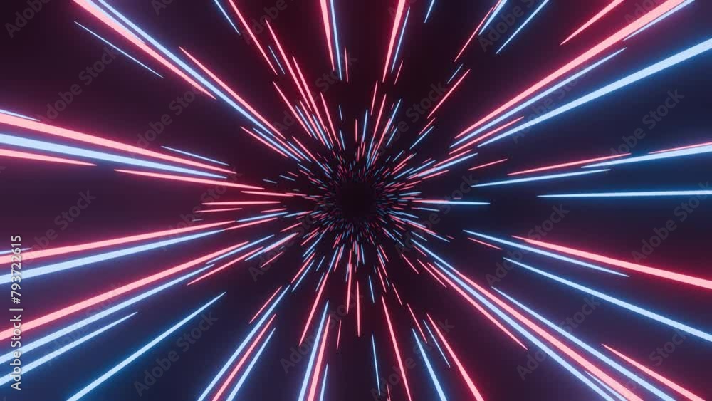 Wall mural portal with light effects. neon futuristic tunnel. abstract visualization of teleportation. speed co