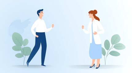 interpersonal communication, two people conversing, illustration style