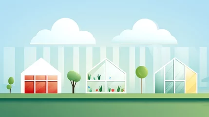 Fotobehang greenhouse effect, visualization of greenhouse gases, illustration style © nuengneng