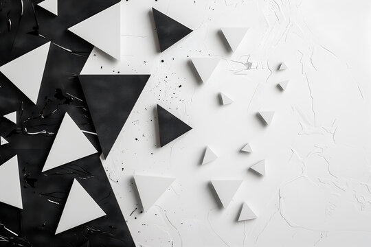 Abstract black and white background from a set of different geometric shapes