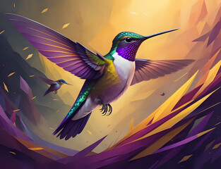 Kolibri vor abstraktem Hintergrund