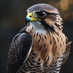AI generated illustration of a hawk with large eyes looking into the distance