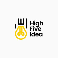 high five bulb idea think hand logo vector icon illustration