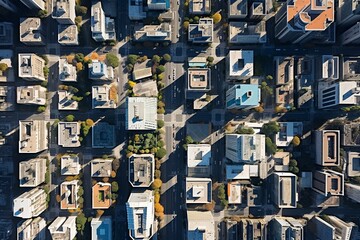 Fototapeta premium Aerial High-Rise Grids: Urban Skyscraper Perspectives Unveiled