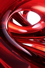 Abstract geometric red background with glass spiral tubes, flow clear fluid with dispersion and refraction effect, crystal composition of flexible twisted pipes, modern 3d wallpaper, design element