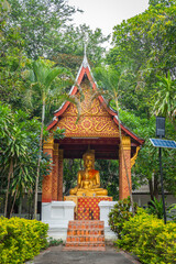 Fototapeta premium The gold Buddha statue at Wat Sop Sickharam in Luang Prabang, Laos