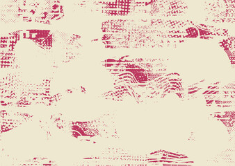 Glitch distorted grungy abstract forms . Cyber punk texture. Halftone dots .Futuristic background . Glitched shapes with dots and lines .Screen print  pattern texture