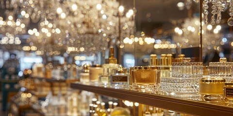 A display of perfume bottles in a store