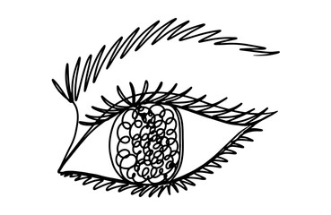 Continuous line art female eye isolated on transparent background. vector illustration element.