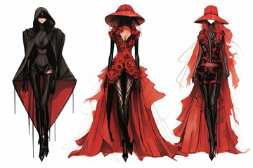Edgy Urban Haute Couture Fashion Sketches: Urban Elegance Collection