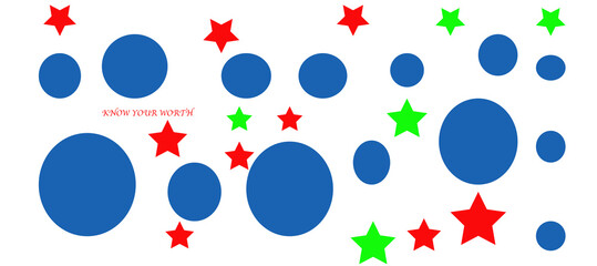 red star shape green star shape blue circle semicircle shape isolated on white background