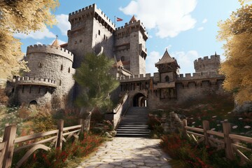 Fototapeta na wymiar Virtual Reality Tours: Explore Medieval Castle History with Interactive Experiences