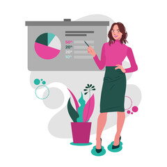 business-woman-presenting-graphs-illustration
