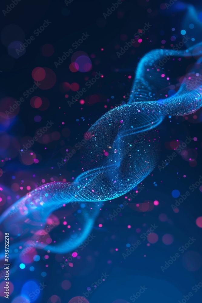 Poster interconnected stream of data particles symbolizing information technology network