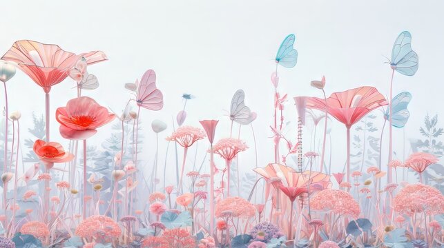 Whimsical pastel transitions creating a sense of whimsy against a white background