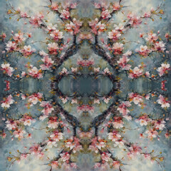 spring blossom impressionism painting seamless pattern, ornament, floral background, fashion print, original decoration