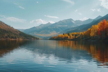 A lake surrounded by autumn leaves