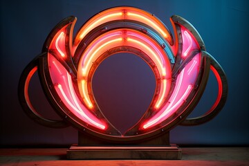 Restoring Vintage Neon Signs: Neon Light Abstract Sculptures Showcase - obrazy, fototapety, plakaty
