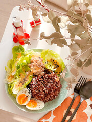 Healthy salads with riceberry rice. Delicious food. Cooking recipes. Brunch. Healthy recipe. Healthy meal. Bruch menu. Vegan. Diet food. Healthy recipes. Easy home cooking. Simply delicious. 