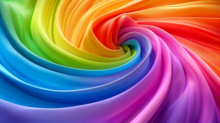 Creative Abstract 3D background. Rainbow Colors, Fluid Motion, Harmony. Minimal Design. Waves, Folds, Shapes, Curves, Maze. Liquid, Plastic, Art, Fun, Decor. Equality, Diversity, Human Rights, Pride.