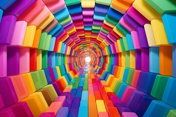 Polychromatic Rainbow Kaleidoscopic Tunnels: Mesmerizing Art Installations