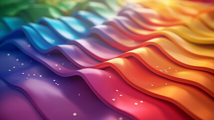 Creative Abstract 3D background. Rainbow Colors, Fluid Motion, Harmony. Minimal Design. Waves, Folds, Shapes, Curves, Maze. Liquid, Plastic, Art, Fun, Decor. Equality, Diversity, Human Rights, Pride.