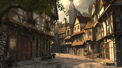 View of the old medieval fantasy town