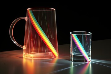 Prism Light Refraction Experiments: Rainbow Spectrum Demonstrations - obrazy, fototapety, plakaty