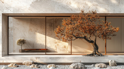 Generative ai illustration of a marble cladding wall on the terrace